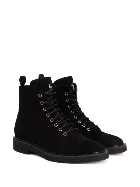 Cizme scurte Giuseppe Zanotti cu șireturi din piele de căprioară negru