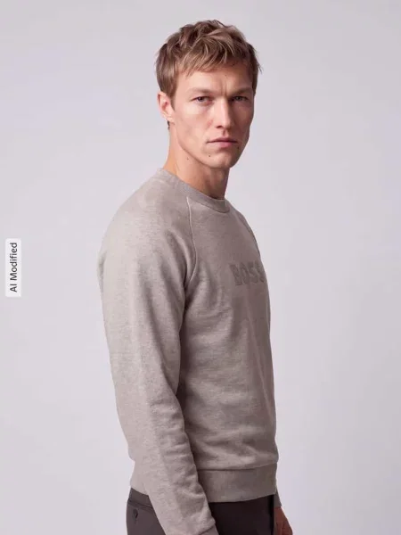 Bluza z tonalnym napisem z logo model Salbo' Boss Green