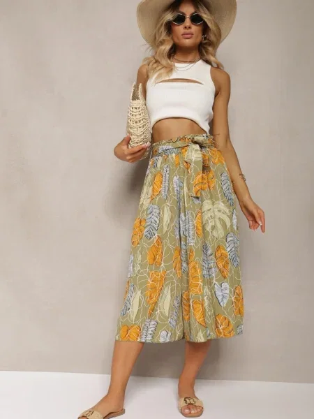 Pantaloni Deschis Szwedy cu Talie Înaltă și în Talie Pasefia verde