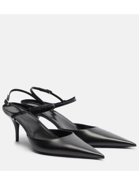 Pantofi cu toc Balenciaga cu funde din piele slingback negru