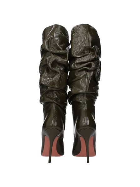 Botine Amina Muaddi din piele cu volane verde