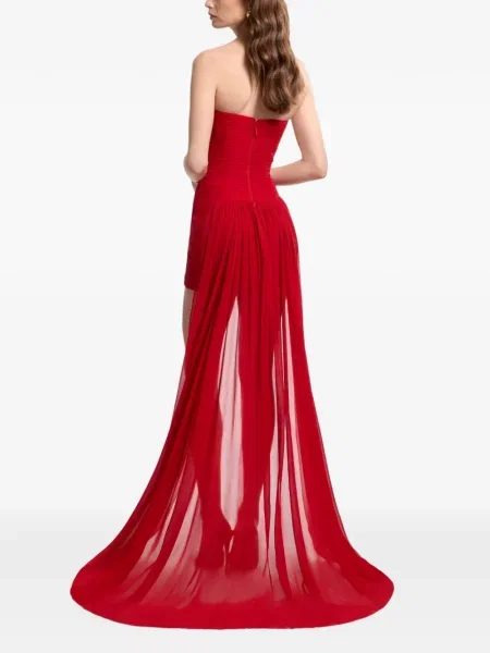 Rochie mini Elie Saab drapată fără bretele roșu