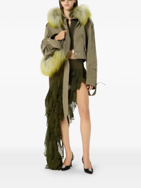 Fustă Blumarine cu volane asimetrică verde