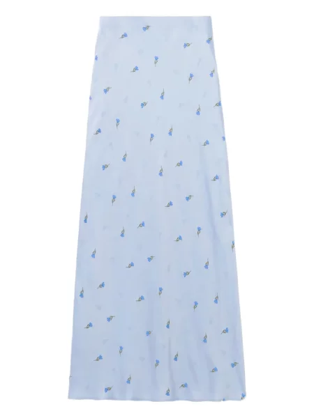 Fustă midi Claudie Pierlot cu model floral cu imagine până la genunchi albastru