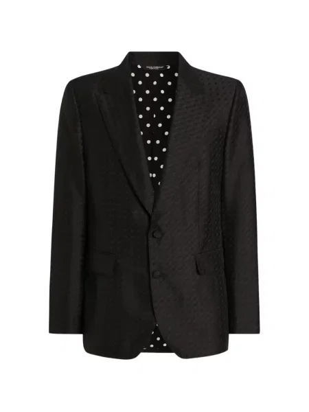 Geacă Dolce & Gabbana din jacard cu un singur rând de nasturi negru