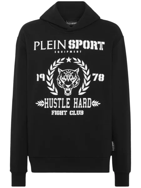 Hanorac cu glugă Plein Sport cu imagine negru