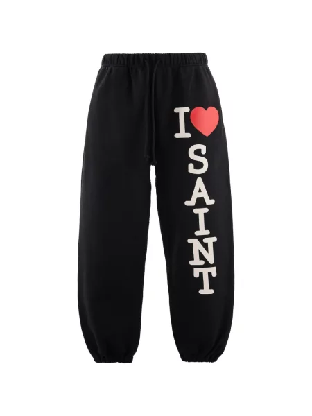 Pantaloni Saint Mxxxxxx cu imagine alergare cu cordon negru