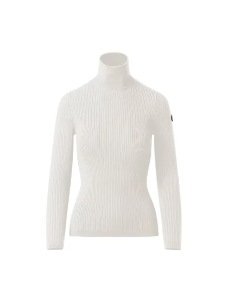 Fusalp sweter Ancelle beżowy lekki z golfem biały