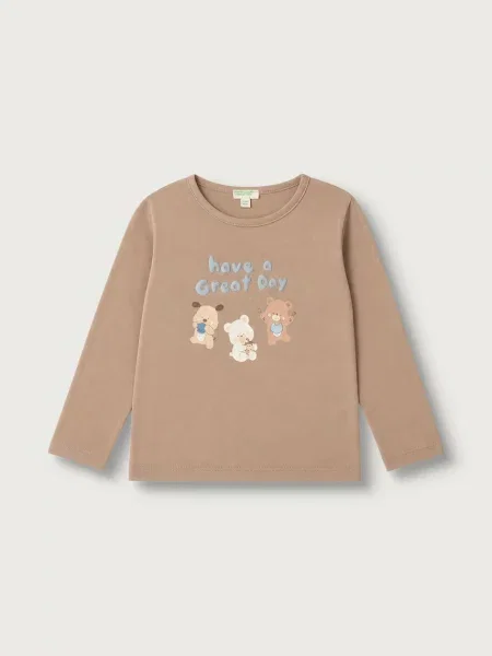 United Colors of Benetton tričko s dlhým rukávom dojčenské béžová