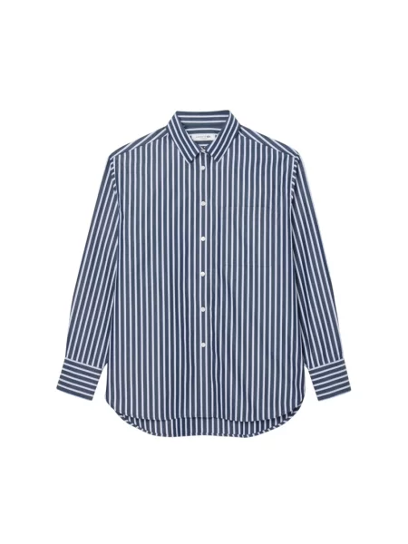 Lacoste koszula granatowy relaxed z kołnierzykiem klasycznym niebieska