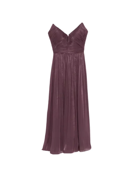 Rochie maxi Costarellos cu decolteu în V plisată de costum violet