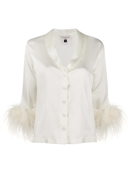 Satynowa koszula Gilda & Pearl z perełkami biała
