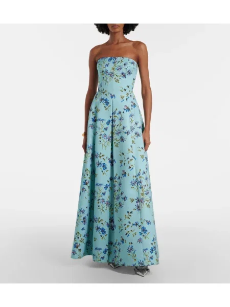 Tafta rochie Emilia Wickstead cu model floral albastru