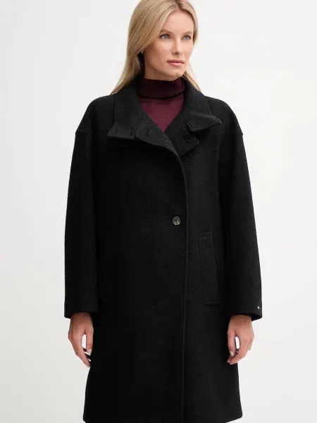 Palton Tommy Hilfiger de lână negru