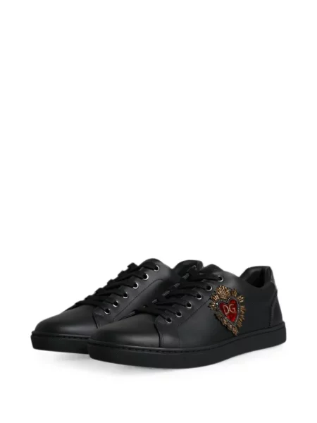 Кожени маратонки Dolce & Gabbana със сърца черно