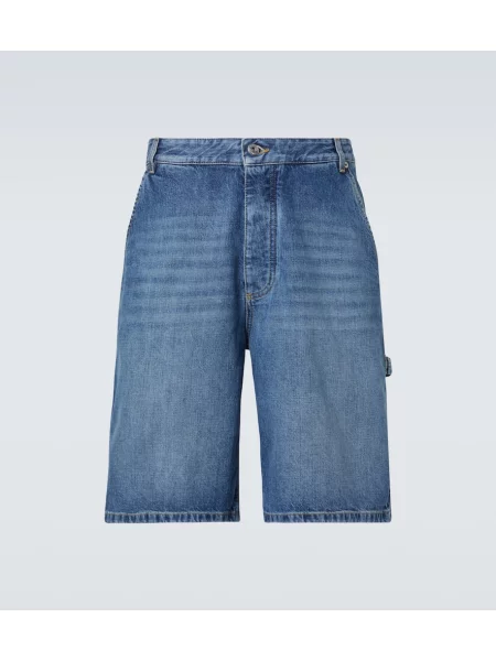 Bermuda kratke hlače Bottega Veneta visoki struk plava