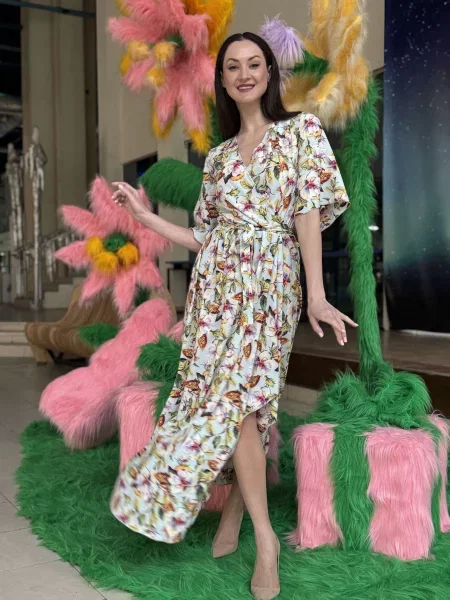 Сукня максі CAT ORANGE беж/меланж/помаранчевий віскоза/поліамід помаранчева