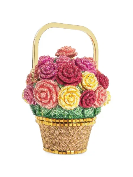 Geantă plic Judith Leiber cu model floral roz