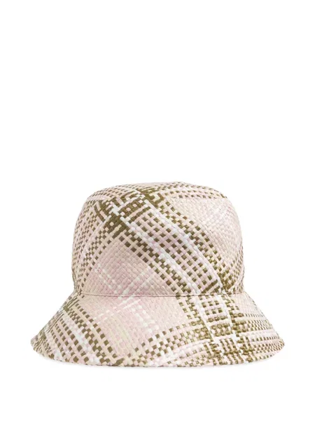 Kostkovaný klobouk bucket Burberry s autogramem růžový