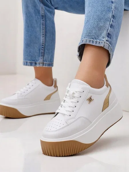 Sneakerși Resti cu platformă alb