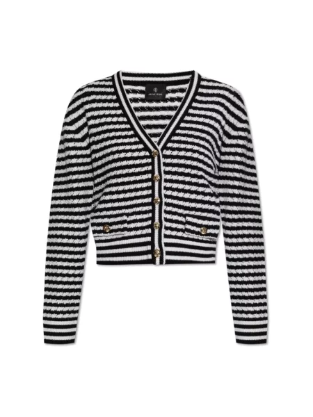 Kardigan Anine Bing wełniany w paski czarny