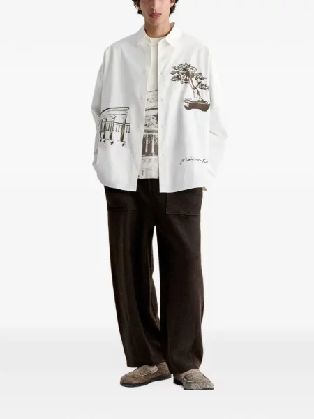 Lung geacă cămașă Maison Kitsune cu imagine alb