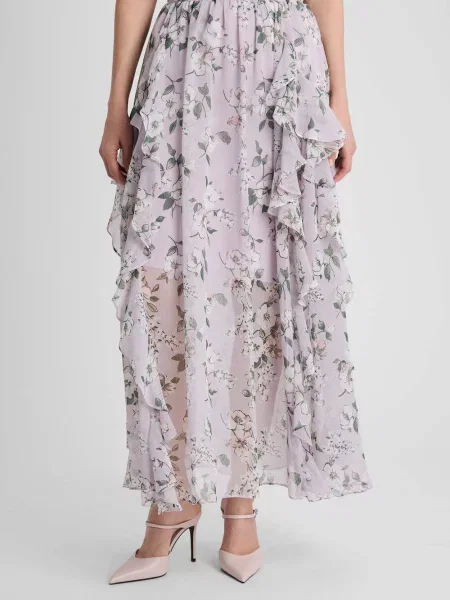 Guido Maria Kretschmer szyfonowa spódnica maxi Kate Kobiety Szyfon lila|biały|zielony wzorzysty 34 biała