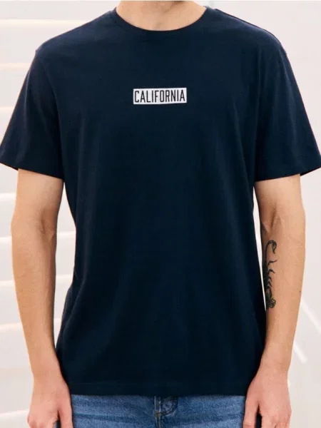 Sinsay Tričko s krátkým rukávem námořnická modrá