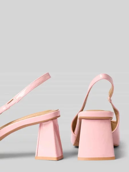 Czółenka slingback z obcasem słupkiem i paseczkami Bianco różowa