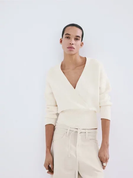 Широкі джинси MANGO молочний