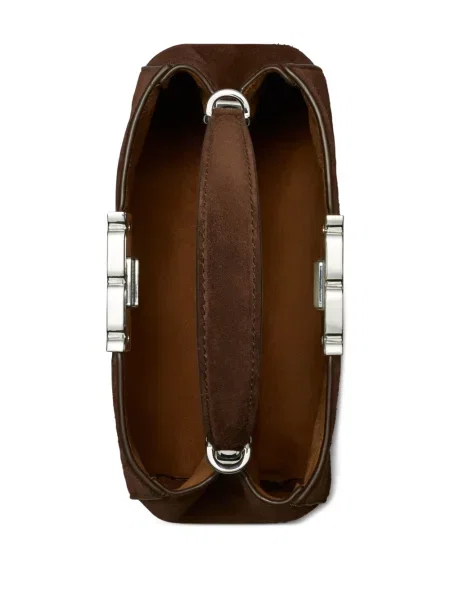 Geantă messenger Tory Burch din piele de căprioară maro