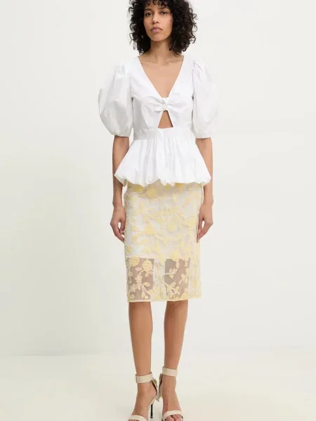 Rotate spódnica midi prosta żółty