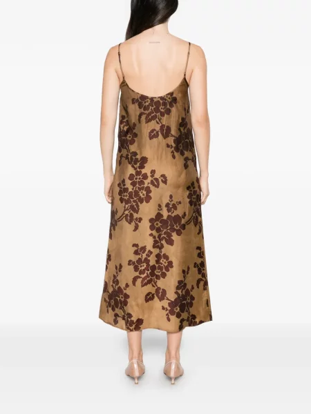 Rochie midi Uma Wang cu model floral cu imagine maro
