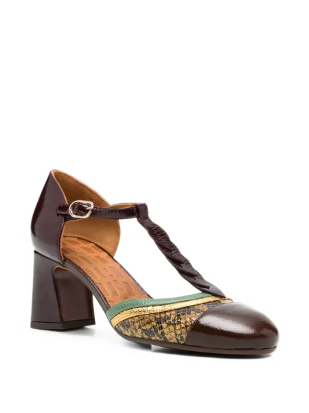 Pantofi cu toc Chie Mihara din piele cu model piele de șarpe maro