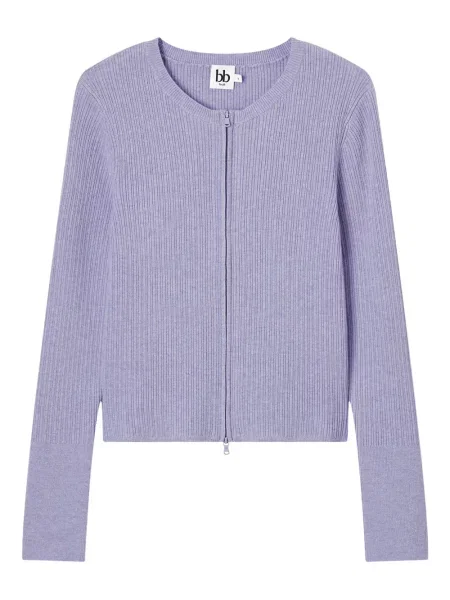Dzianinowy kardigan B+ab prążkowany fioletowy