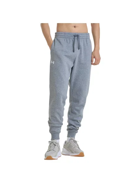 Pantaloni Under Armour Rival Fleece Joggers Castlerock Light Heather/ White L alb