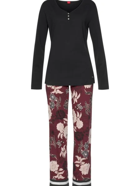 S.Oliver Pijama roșu bordeaux roz pastel negru