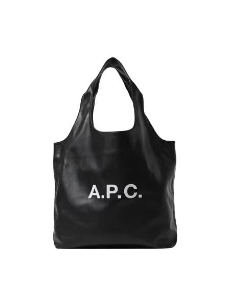 Torebka A.p.c. skórzana z nadrukiem czarna