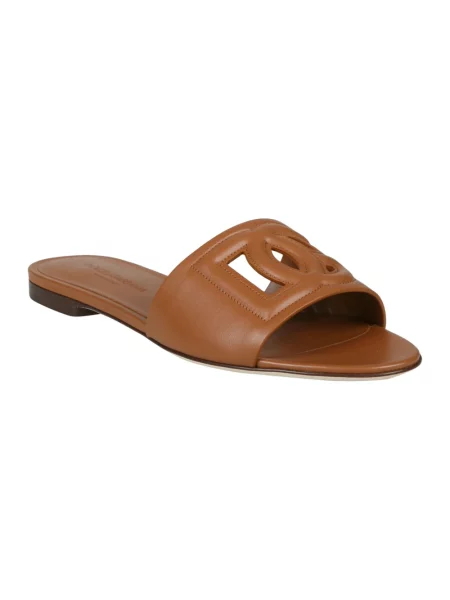 Klapki Dolce And Gabbana skórzane brązowe