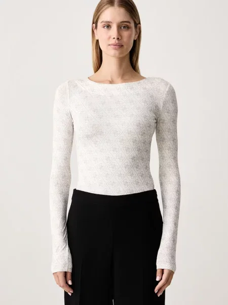 Tricou cu mânecă lungă Guess bej