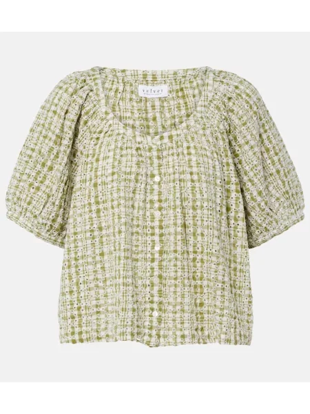Top Velvet cu broderie de catifea verde