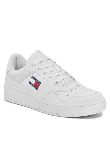 Kožne tenisice Tommy Jeans casual s autogramom bijela
