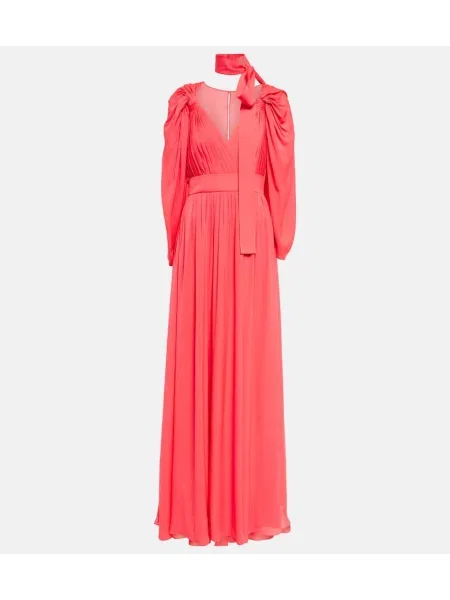 Rochie Elie Saab de mătase plisată roz