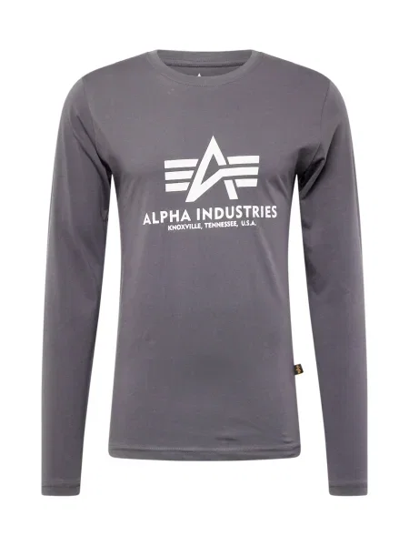 ALPHA INDUSTRIES Tricou gri închis alb