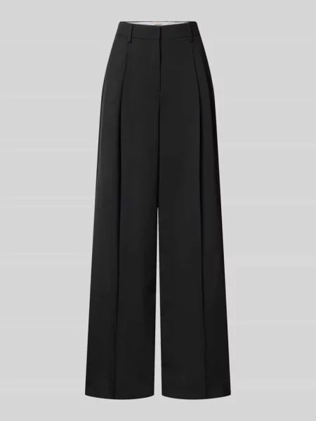 Spodnie o kroju regular fit o szerokości z czystej żywej wełny model OVVIO' Weekend Max Mara czarne
