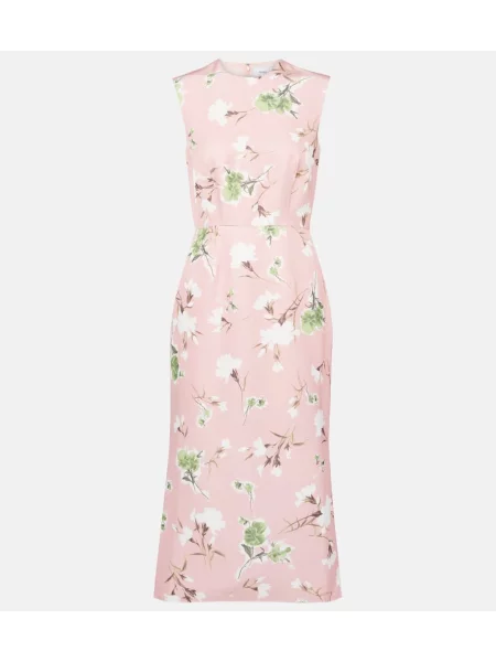 Rochie midi Erdem cu model floral până la genunchi de costum roz