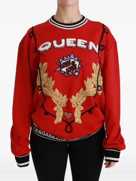 Pulover Dolce & Gabbana cu broderie roșu