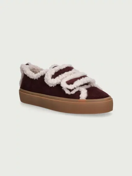 Inuikii SHEARLING LOW VELCRO sneakers pentru copii din piele întoarsă maro