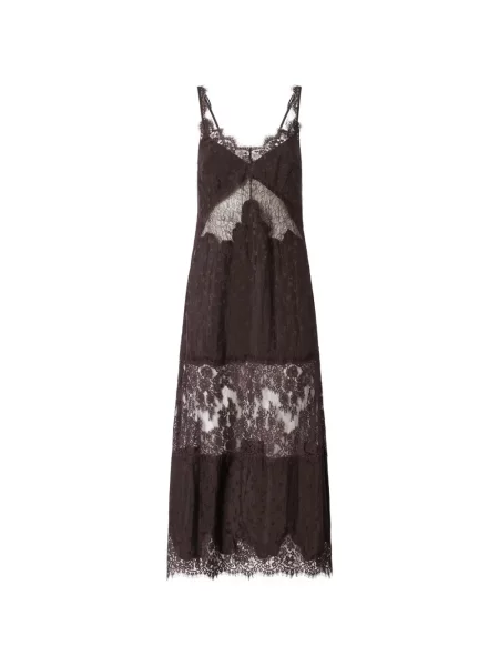 Rochie midi Pinko din dantelă maro