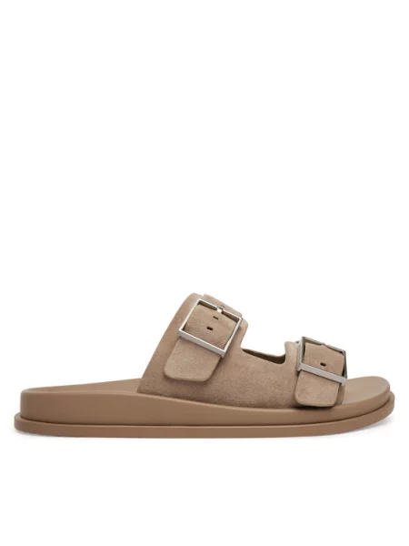 Calvin Klein Šlepetės City Sandal Buckle Suede smėlio